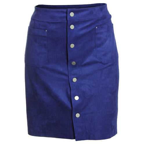 INC Blue Snap Front A-Line Faux Suede Skirt