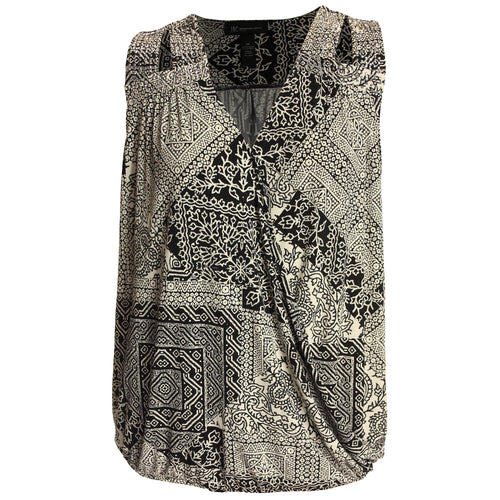 INC Black / White Sleeveless Embellished Strap Top