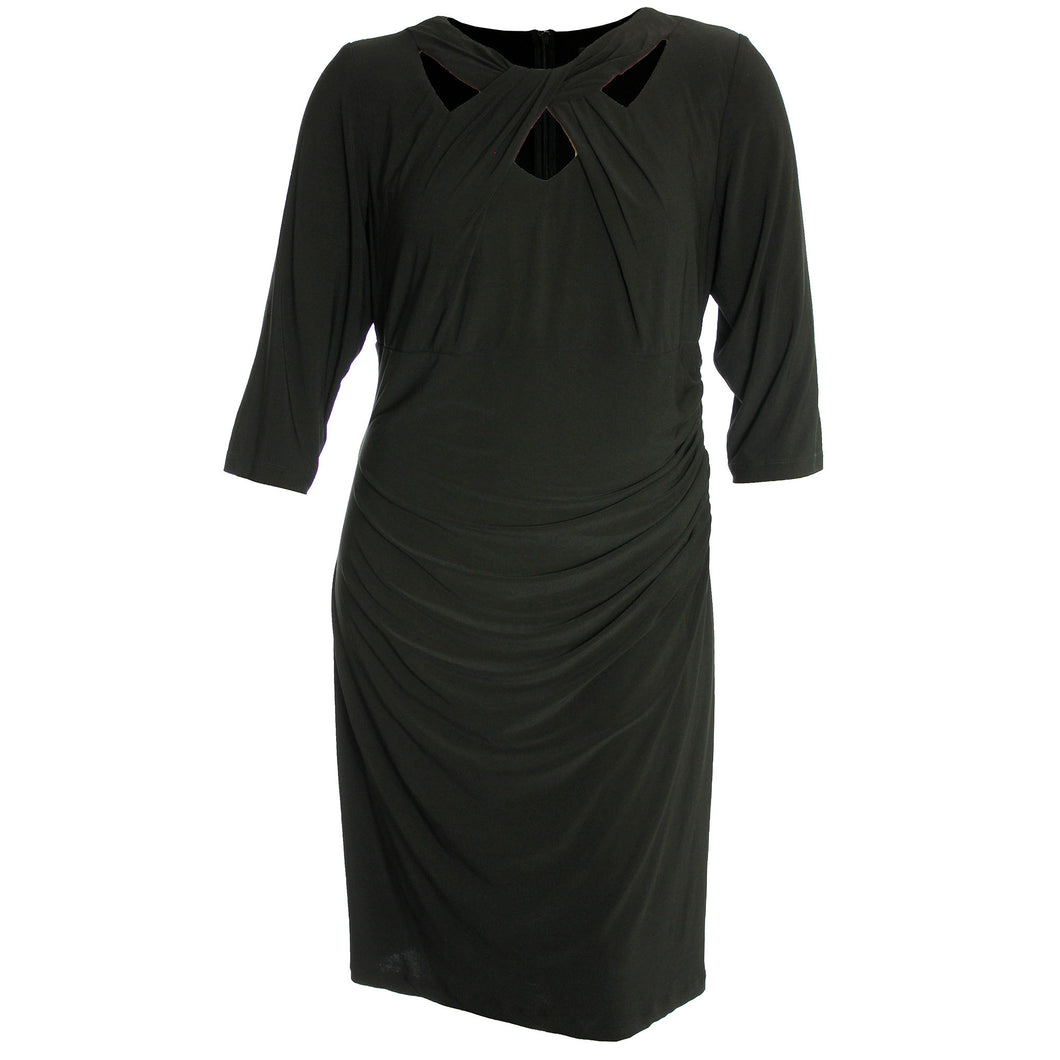 INC Black 3/4 Sleeve Cutout Neckline Sheath Dress