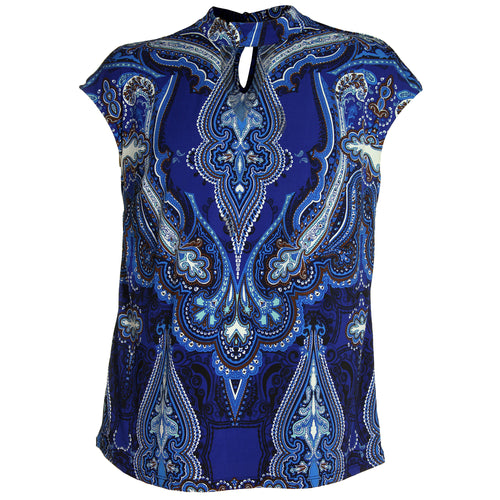 INC Multi Color Cap Sleeve Keyhole Cutout Top
