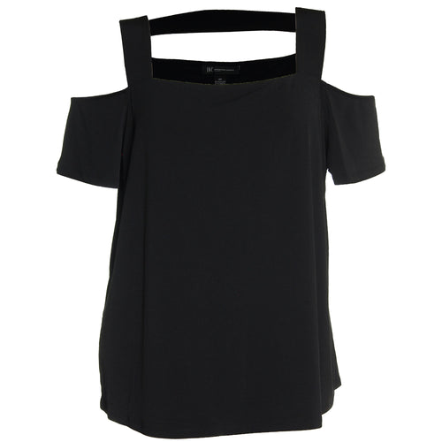INC Red or Black Short Sleeve Cold Shoulder Strappy Knit Top