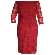 INC Red Off-the-Shoulder Long Sleeve Lace Cocktail Dress