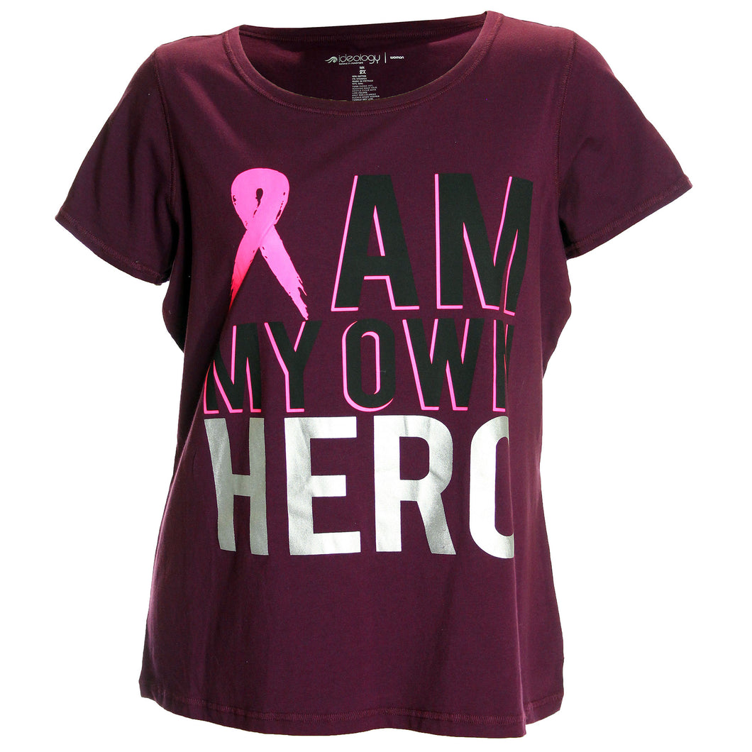 Ideology Purple Short Sleeve Breast Cancer Graphic Tee Shirt