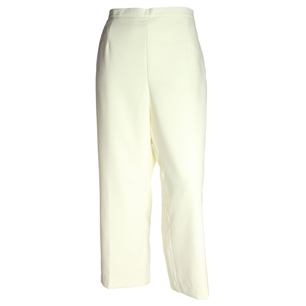 Alfred Dunner Ivory Pull On Flat Front Pants