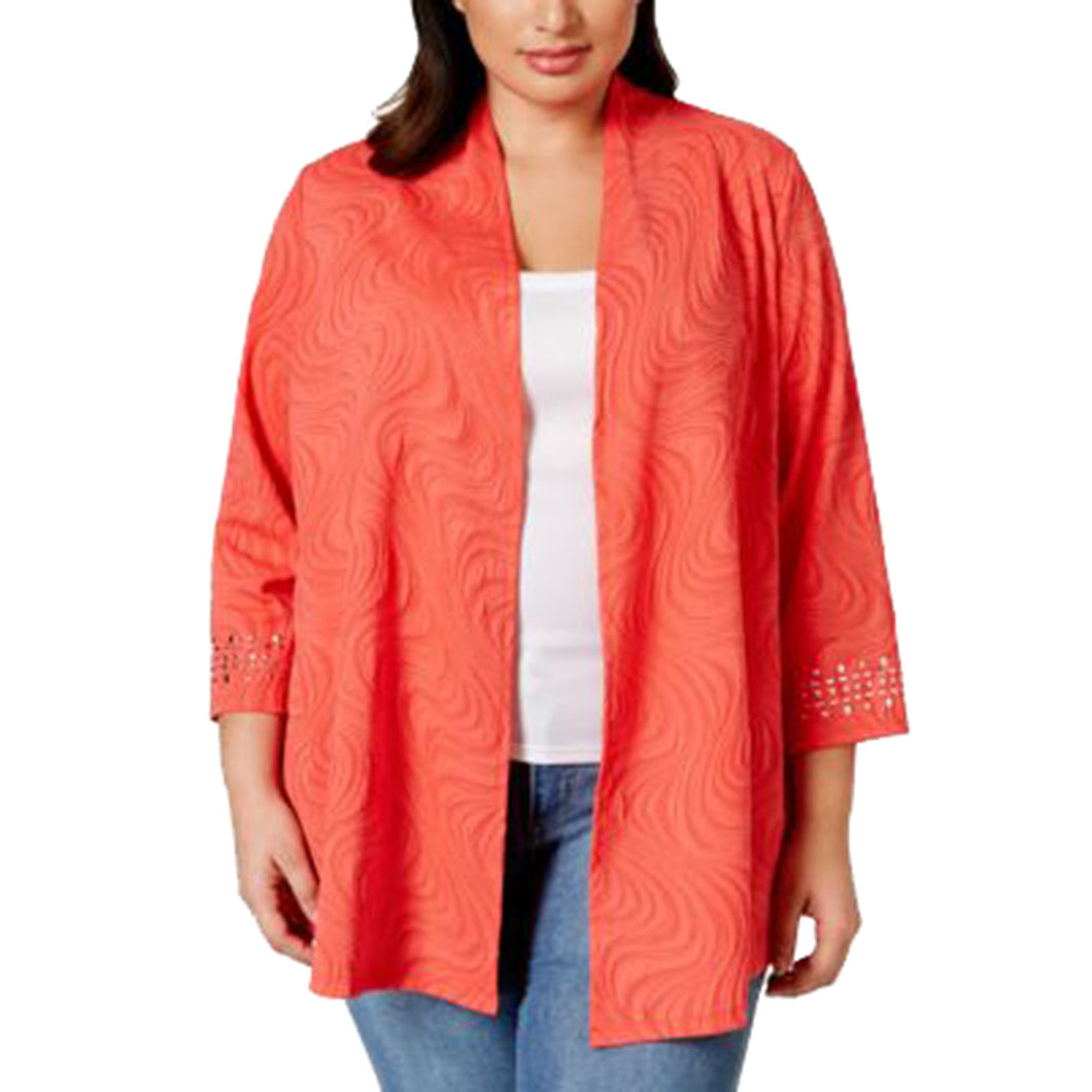 JM Collection Coral 3/4 Studded Sleeve Open Front Shrug