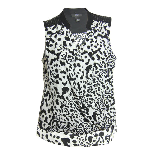 Alfani Multi Color Animal Print Sleeveless Drape Cross Front Blouse