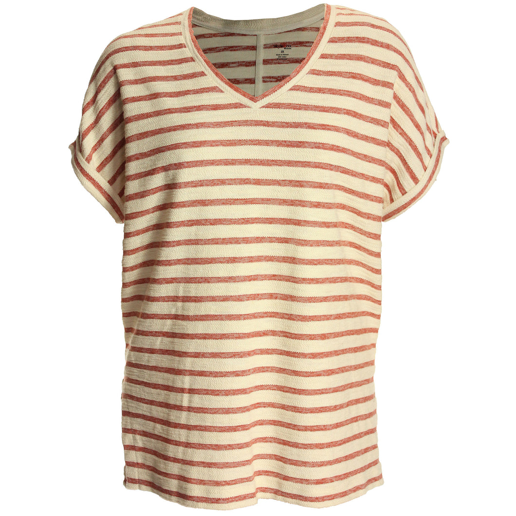 Style & Co Striped Short Sleeve Knit Top