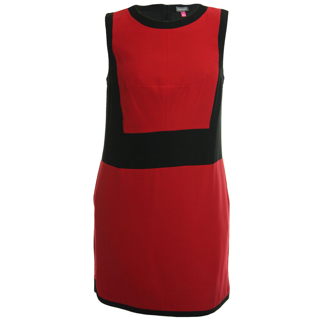 Vince Camuto Red & Black Color Block Sleeveless Knit Dress