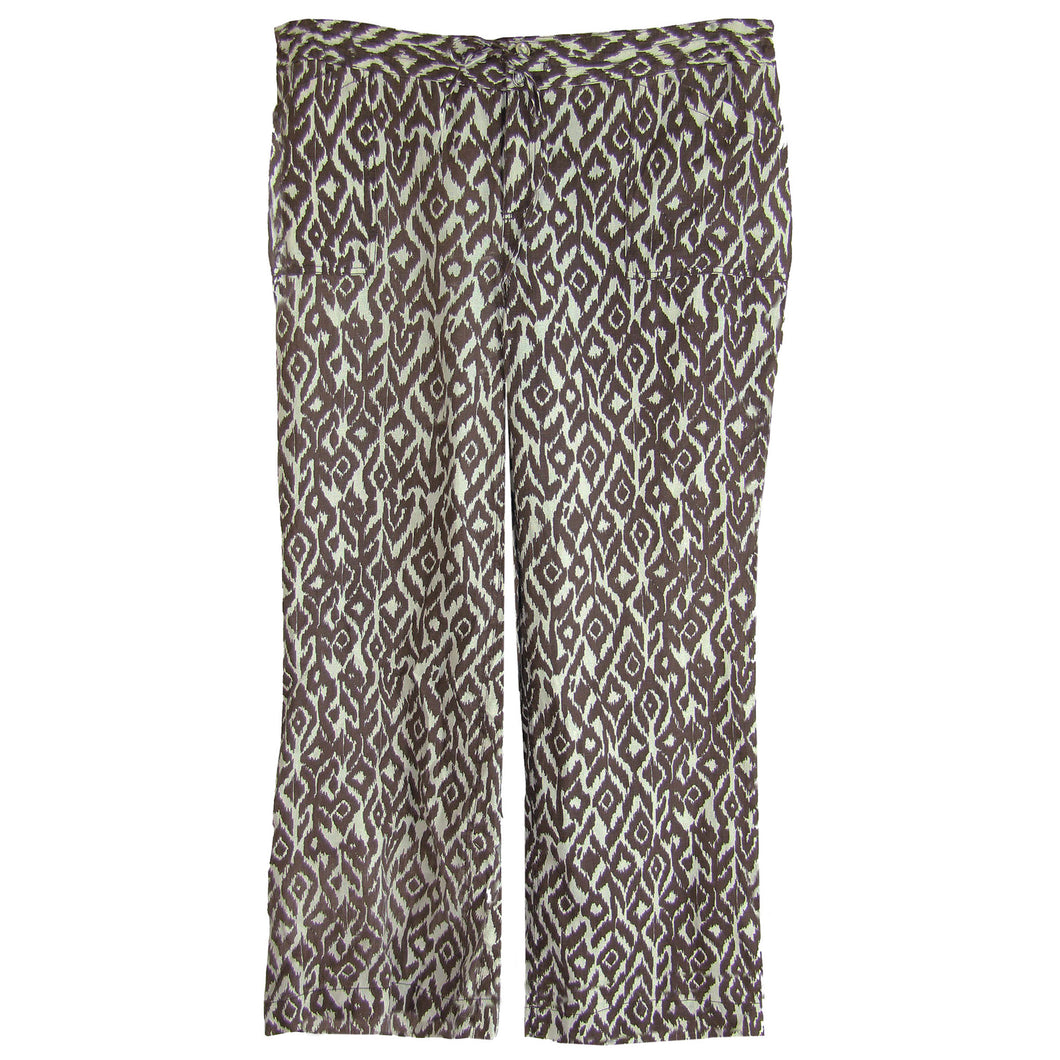 INC Multi Color Ikat Print Rhinestone Embellished Linen Pants