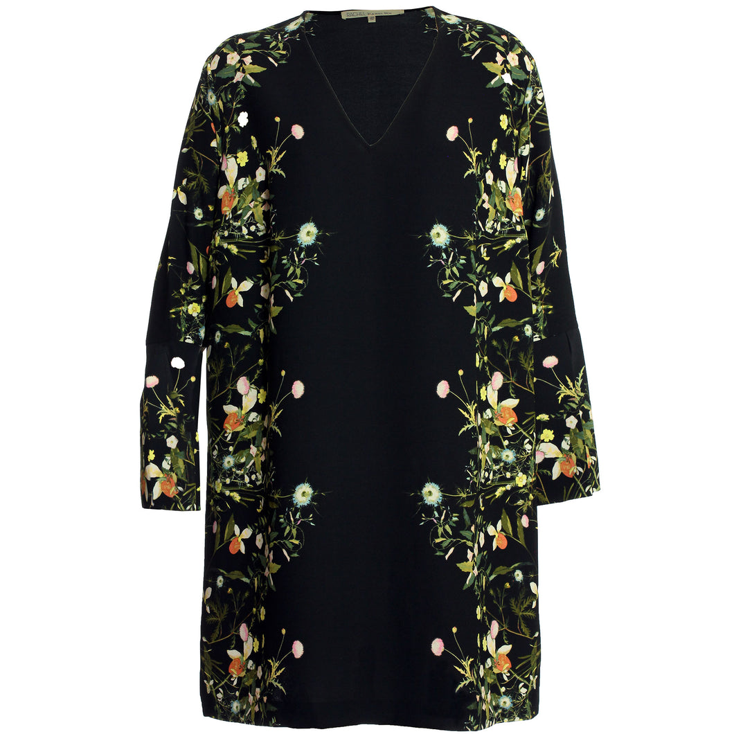 Rachel Roy Long Sleeve Floral Print V-Neck Shift Dress Plus Size