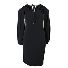 Calvin Klein Black Long Sleeve Cold Shoulder Knit Dress
