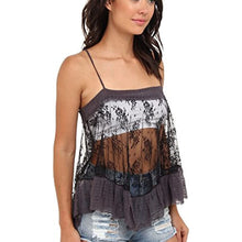 Free People Black / Gray Trapeze Camisole Top with Lace Inset