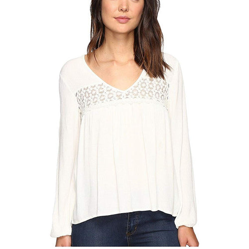 Billabong White Long Sleeve Open Horizon Peasant Top Blouse