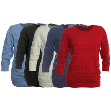 Karen Scott 3/4 Sleeve Button Detail Jacquard Sweater