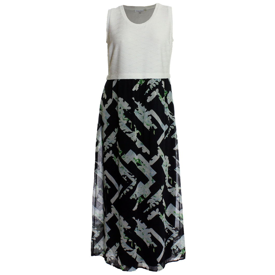 Calvin Klein Multi Color Print Sleeveless Maxi Dress