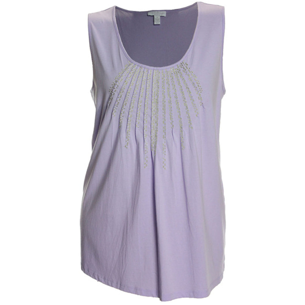 Charter Club Purple Sleeveless Embroidered Tank Top Plus Size