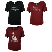 NY Collection Black or Burgundy Short Sleeve Holiday Graphic Tees