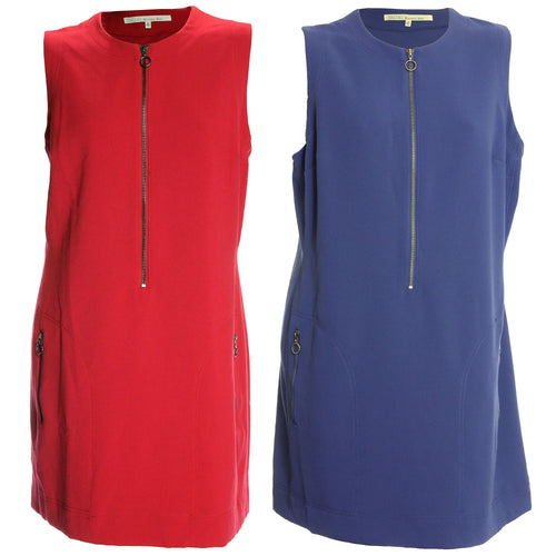 Rachel Roy Red or Blue Sleeveless Zip Front Shift Dress Plus Size