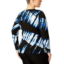 Calvin Klein Multi Color Print Long Sleeve Faux Wrap Knit Top Plus Size