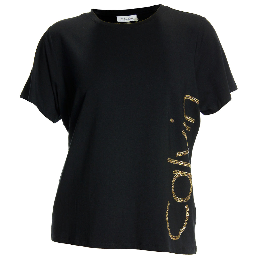 Calvin Klein Black Short Sleeve Studded Logo Tee Shirt