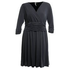 NY Collection Blue or Black 3/4 Sleeve Ruched A-Line Dress