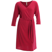 NY Collection Pink or Purple 3/4 Sleeve Cross Front Sash Belted Dress Plus Size