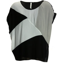 NY Collection Multi Colorblock Short Sleeve Pleat Top